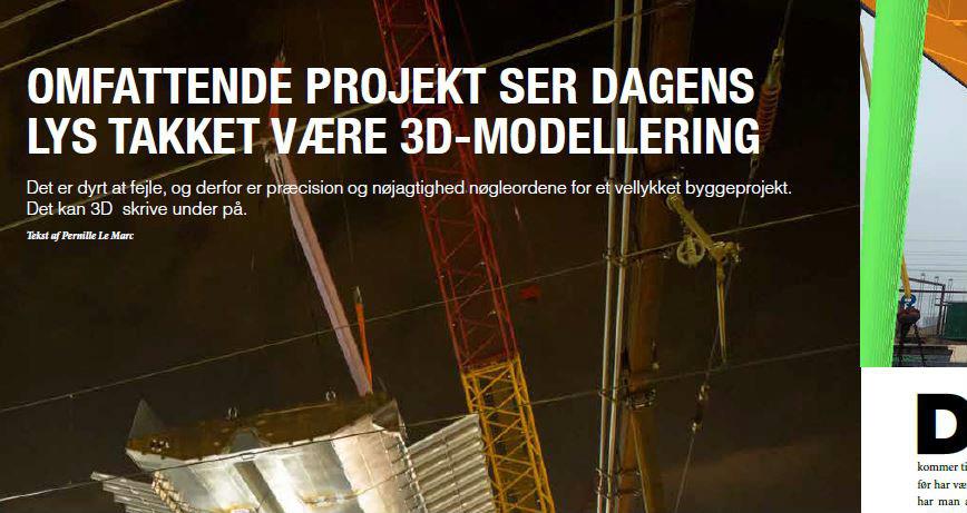 Byggeprojekt med kraner og 3D-modelleringsarbejde om natten