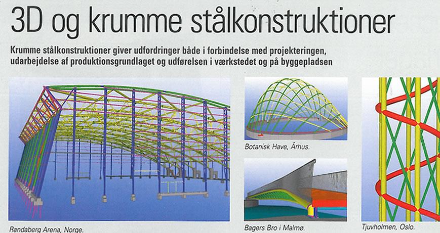 3D modeller af krumme stålkonstruktioner og bygningsdesign